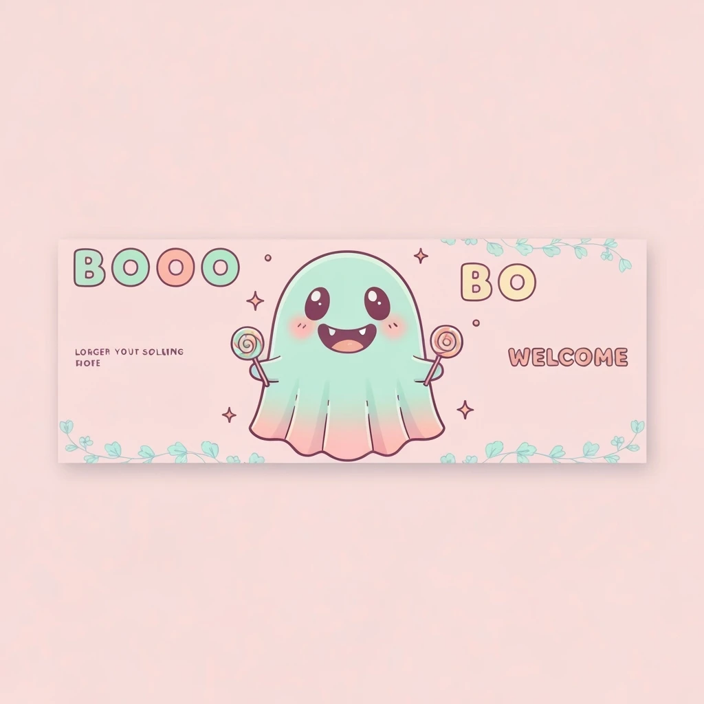 pastel horror banner, cute, expressive, minimal, variation 4 emoji