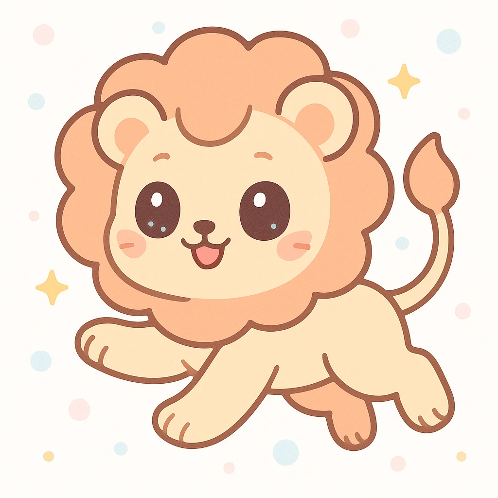 lion in anime style, expressive eyes, dynamic pose, vibrant colors emoji
