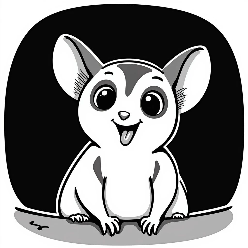 cute sugar glider with its tongue out, bright and playful, classic emoji style with tongue out emoji