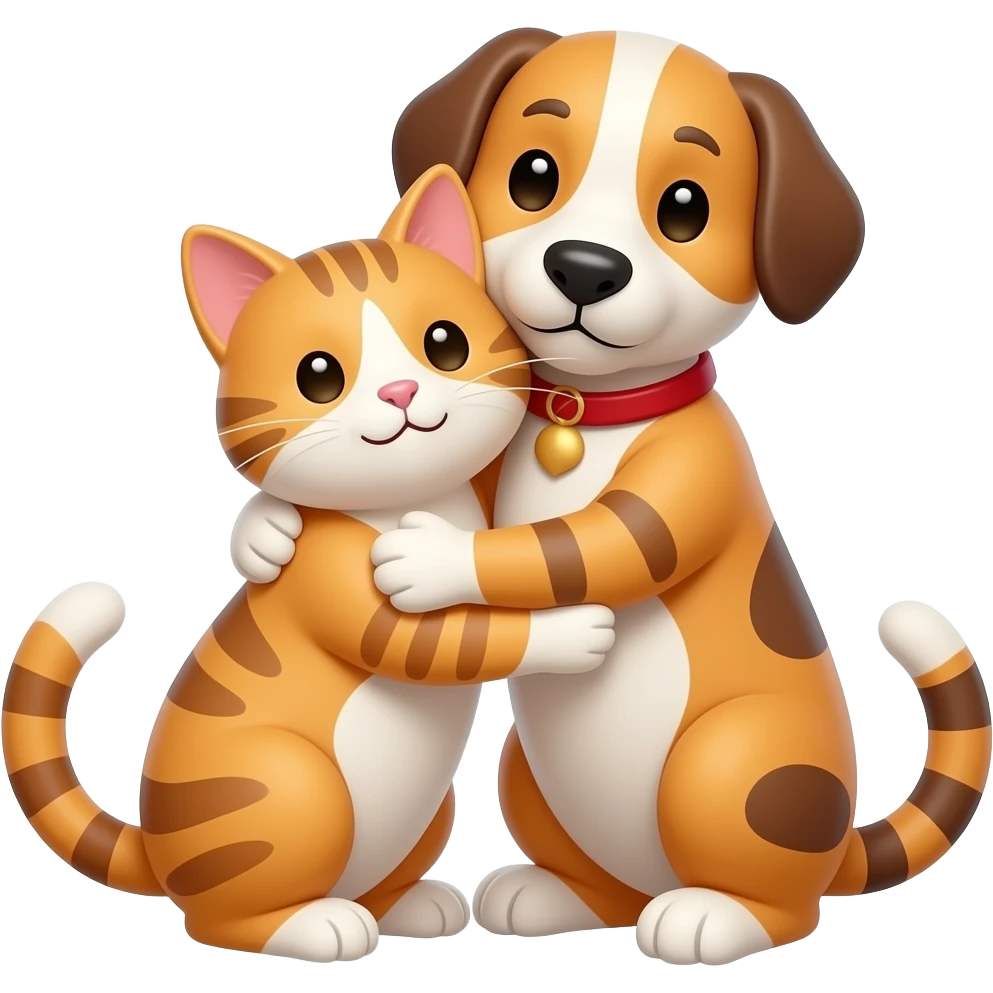 cat dog hugging emoji