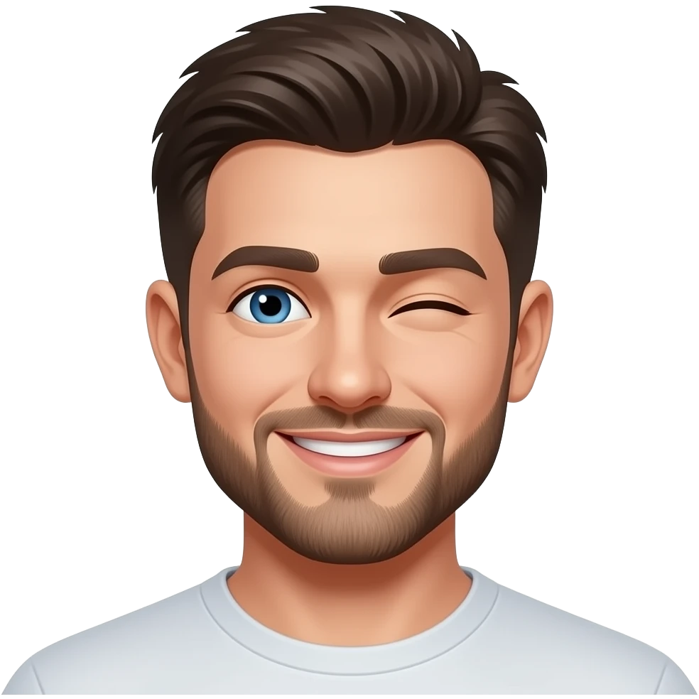 good looking dude no beard smile and winking emoji