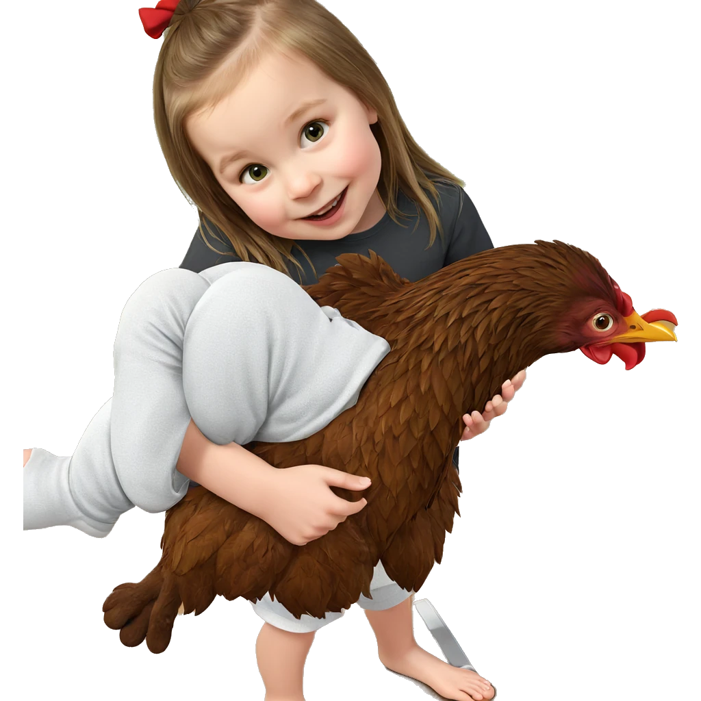 girl with chicken barefoot emoji