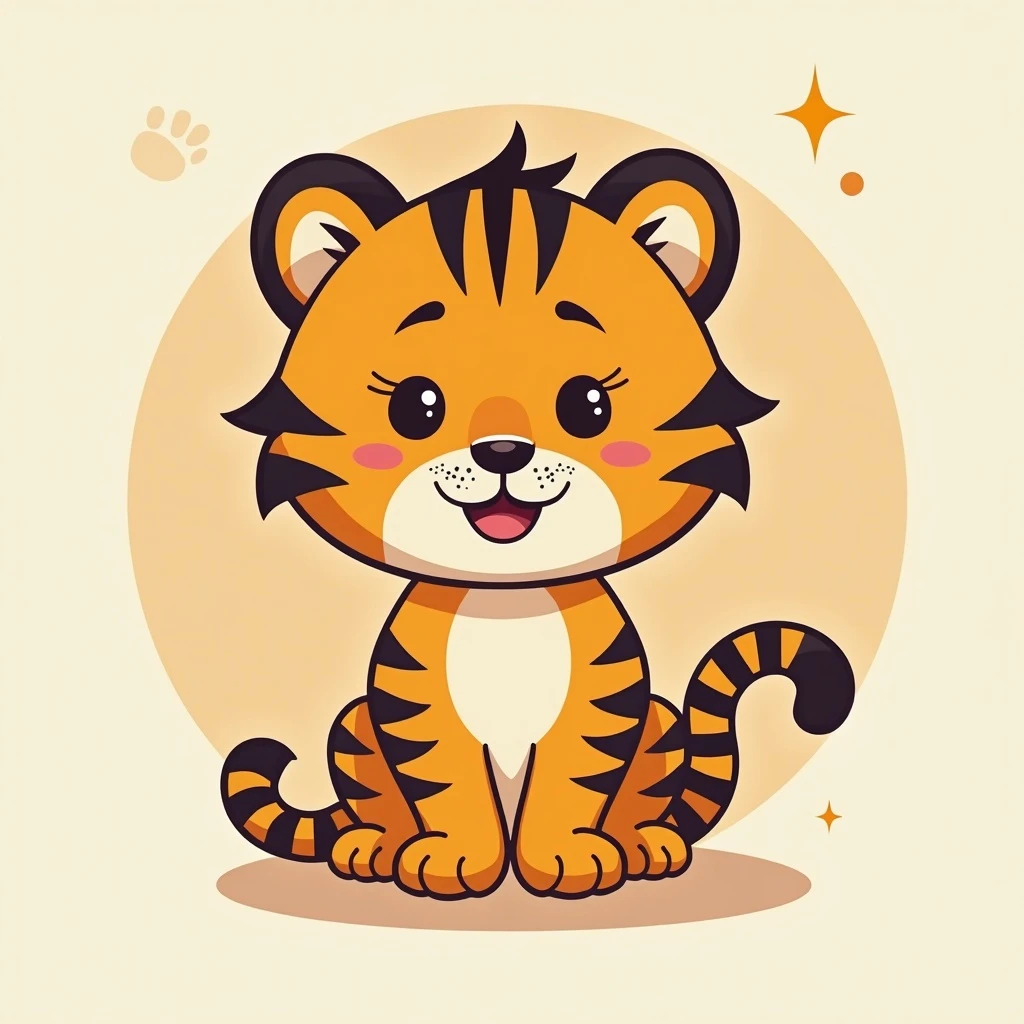 Flat design style tiger emoji