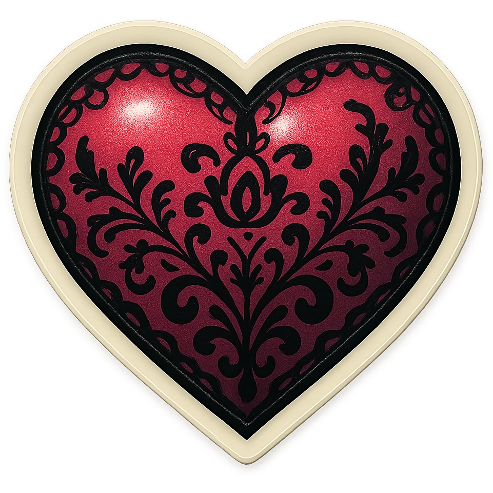 gothic heart with black lace emoji