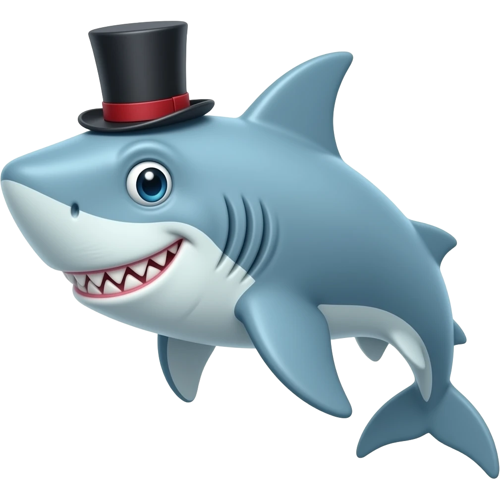 Shark with a top hat emoji