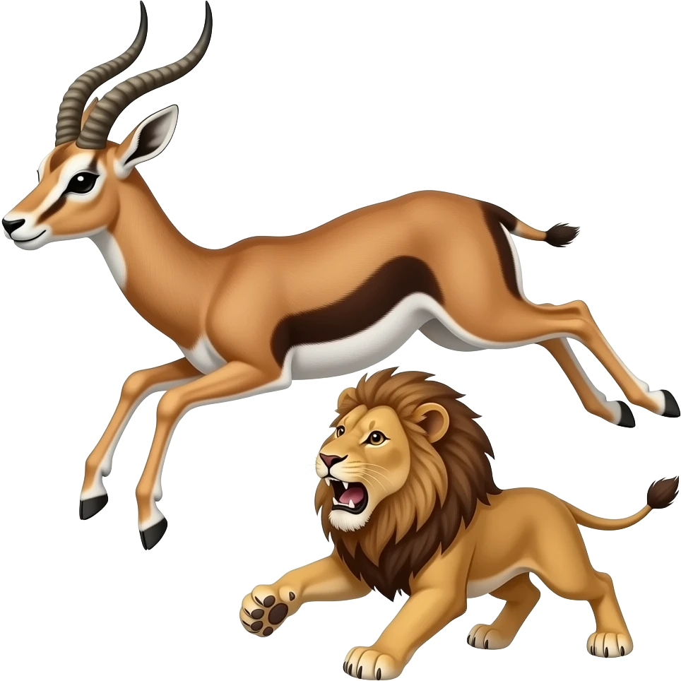 cinematic - A small lioness attacks a huge jumping gazelle emoji