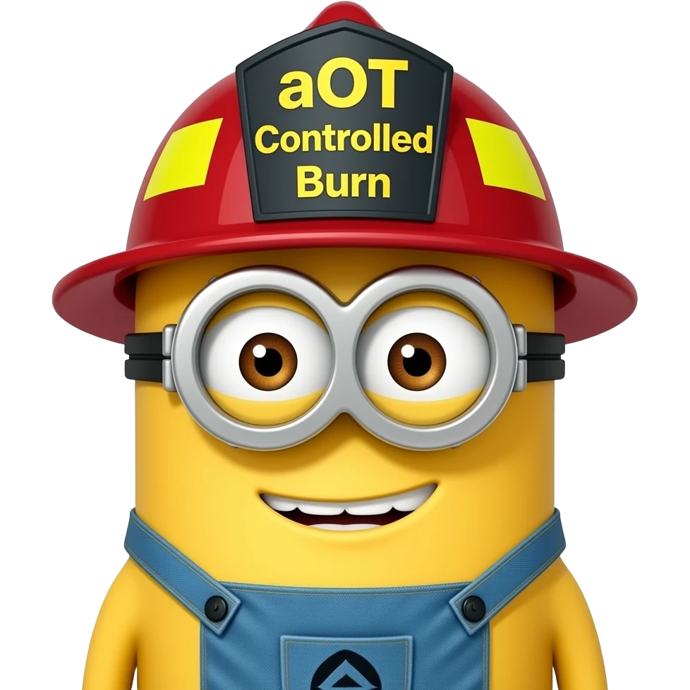 minion firefighter text aOT Controlled Burn on helmet emoji