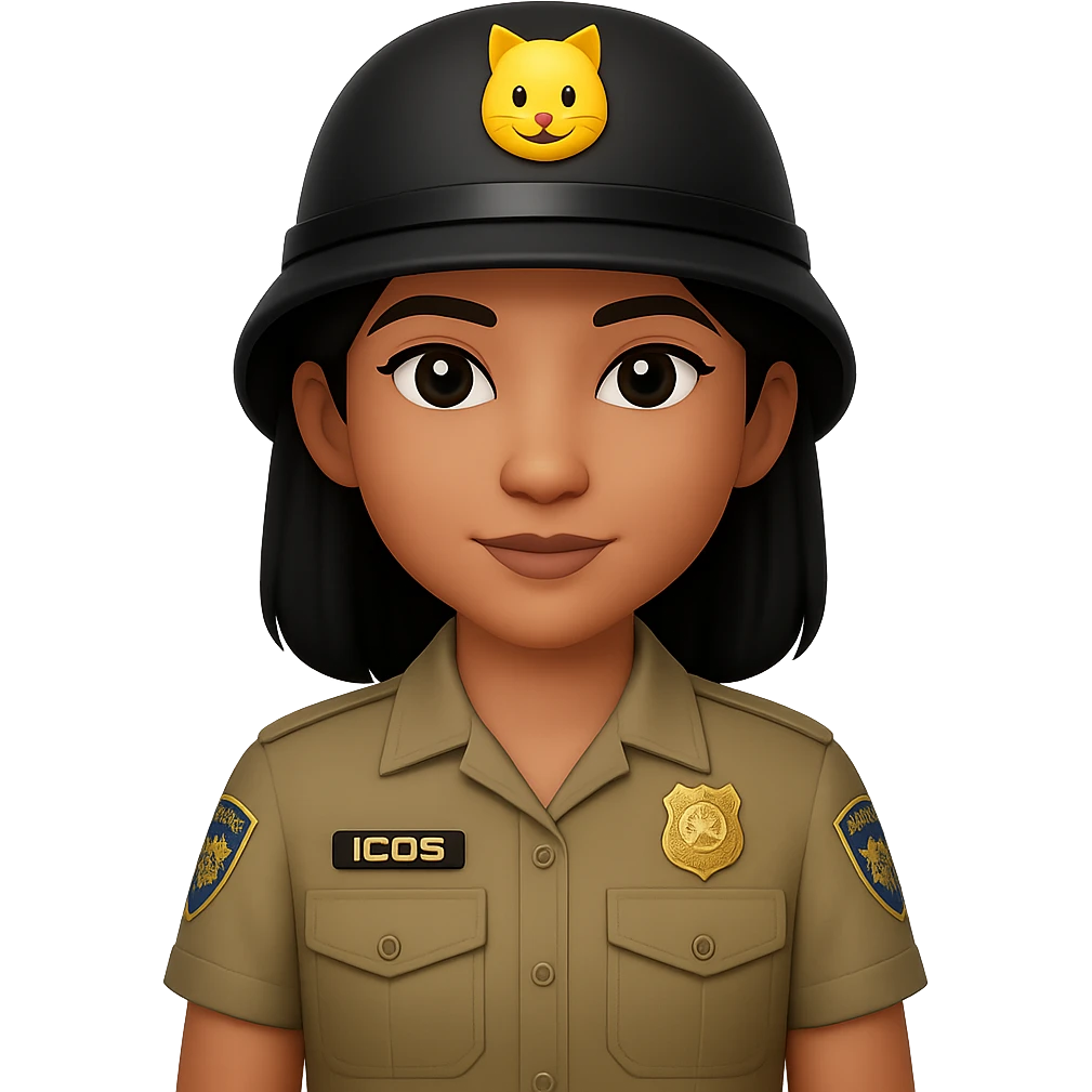 Change the hair to black and make the uniform only khaki, keep the style consistent with the original images. emoji