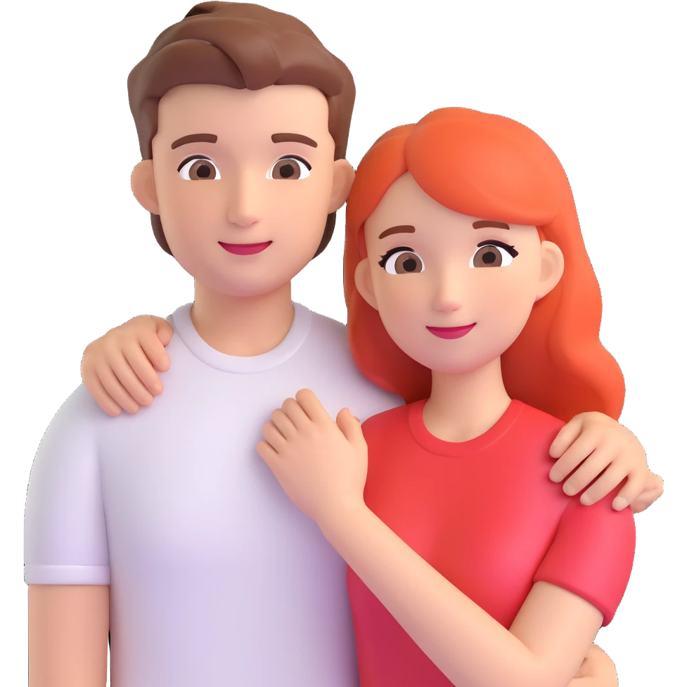 couple posing, close up pose, living room background emoji