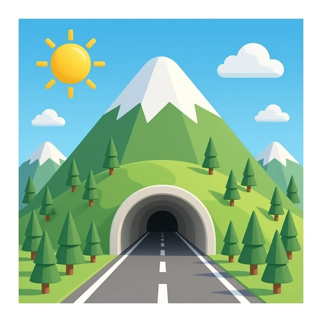 a tunnel inside the mountain from top view emoji