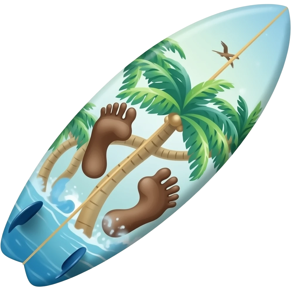 surf board with hawaiian feet design emoji