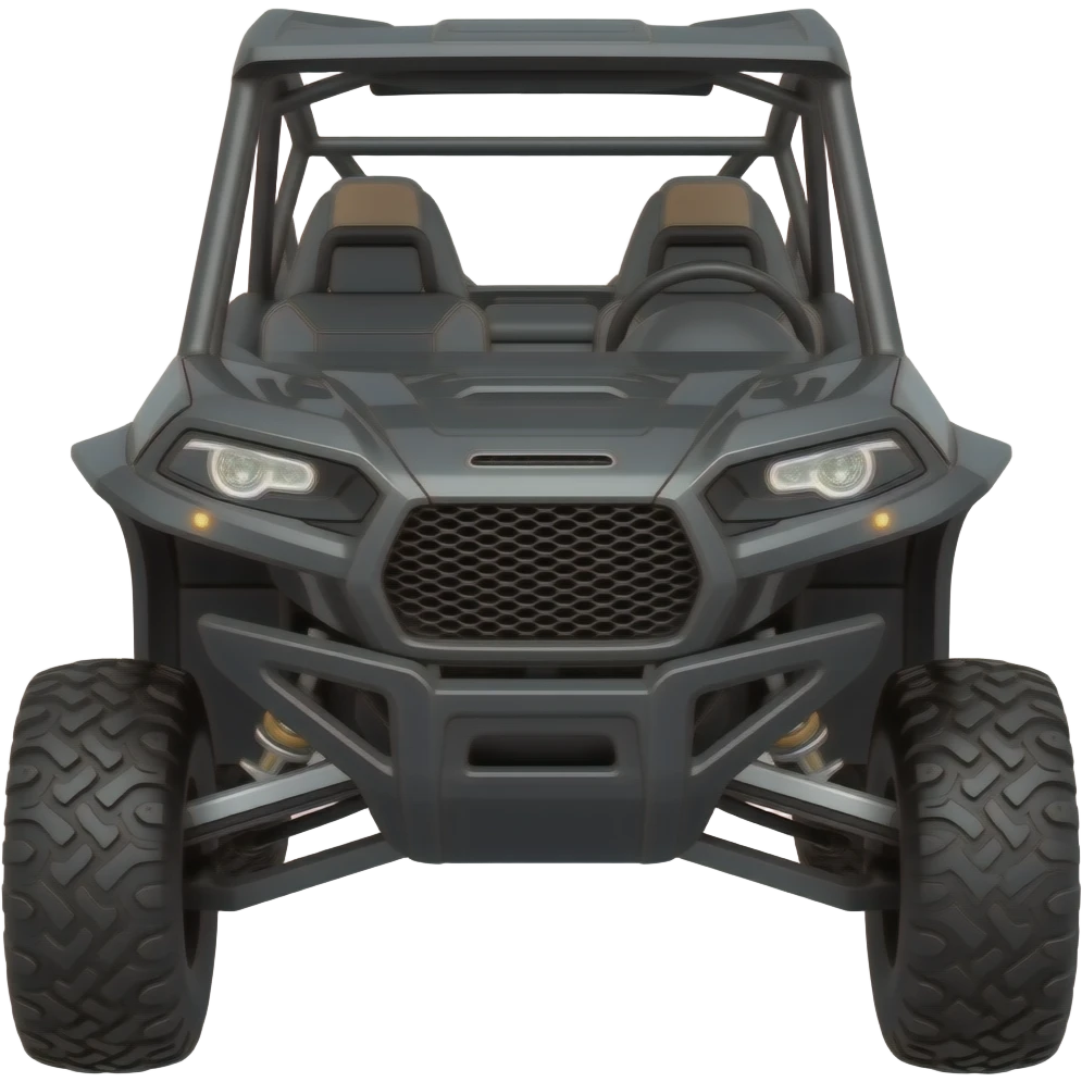Black polaris ranger sxs with 2 bench row of seats and lifted tires emoji
