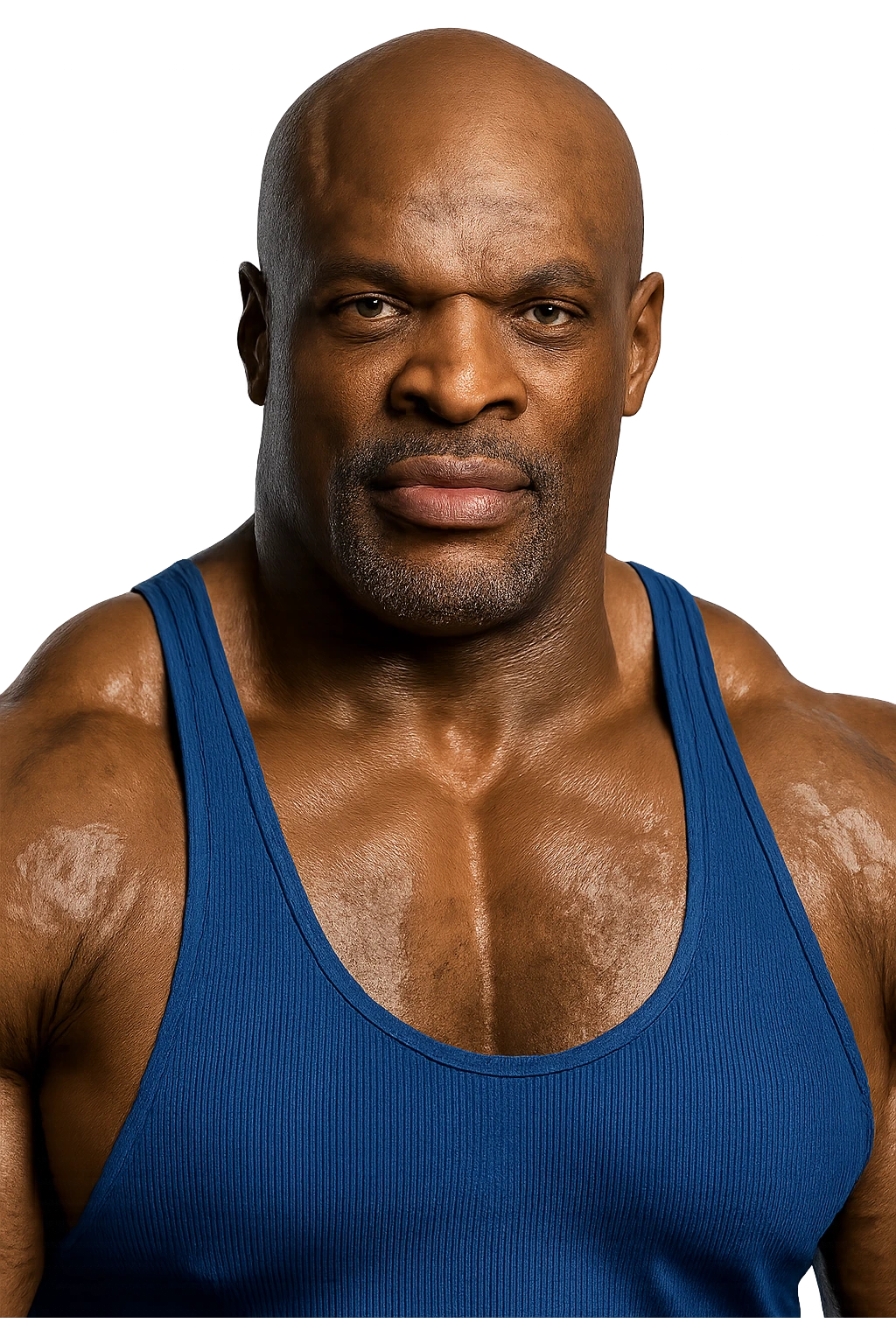 realistic and detailed portrait of Ronnie Coleman, famous bodybuilder, isolated on transparent background, 2:3 aspect ratio emoji