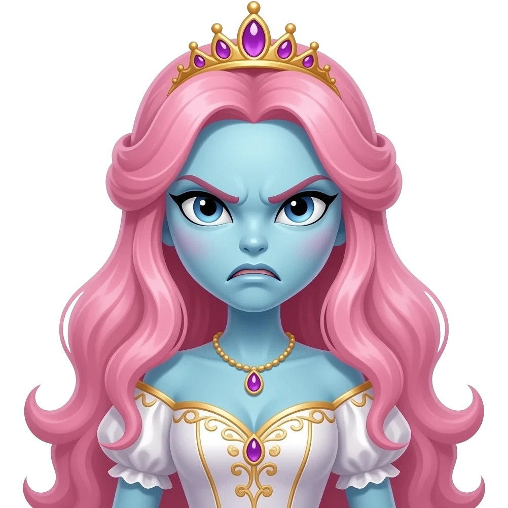i want an emojis for my super fan club in tiktok my theme is beautiful dressed alien with ladies hair theme in pink color angry face liike princess emoji
