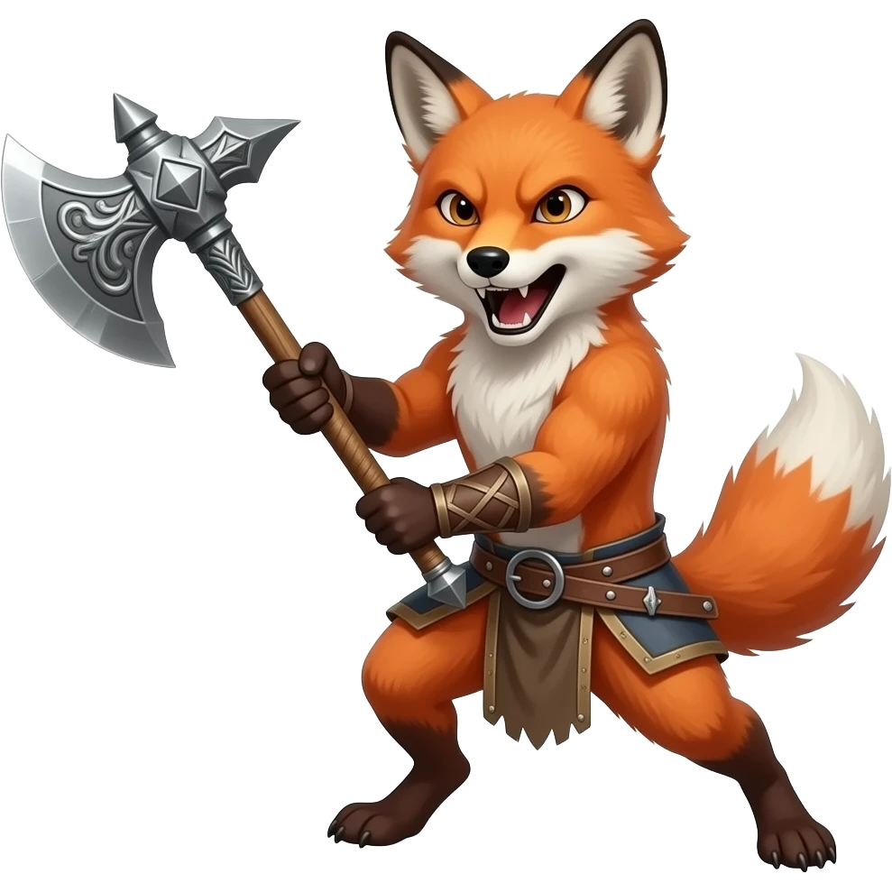 Fox with battle axe emoji