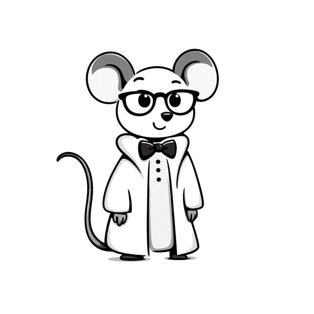 cute mouse wearing glasses, hand drawn doodle style emoji