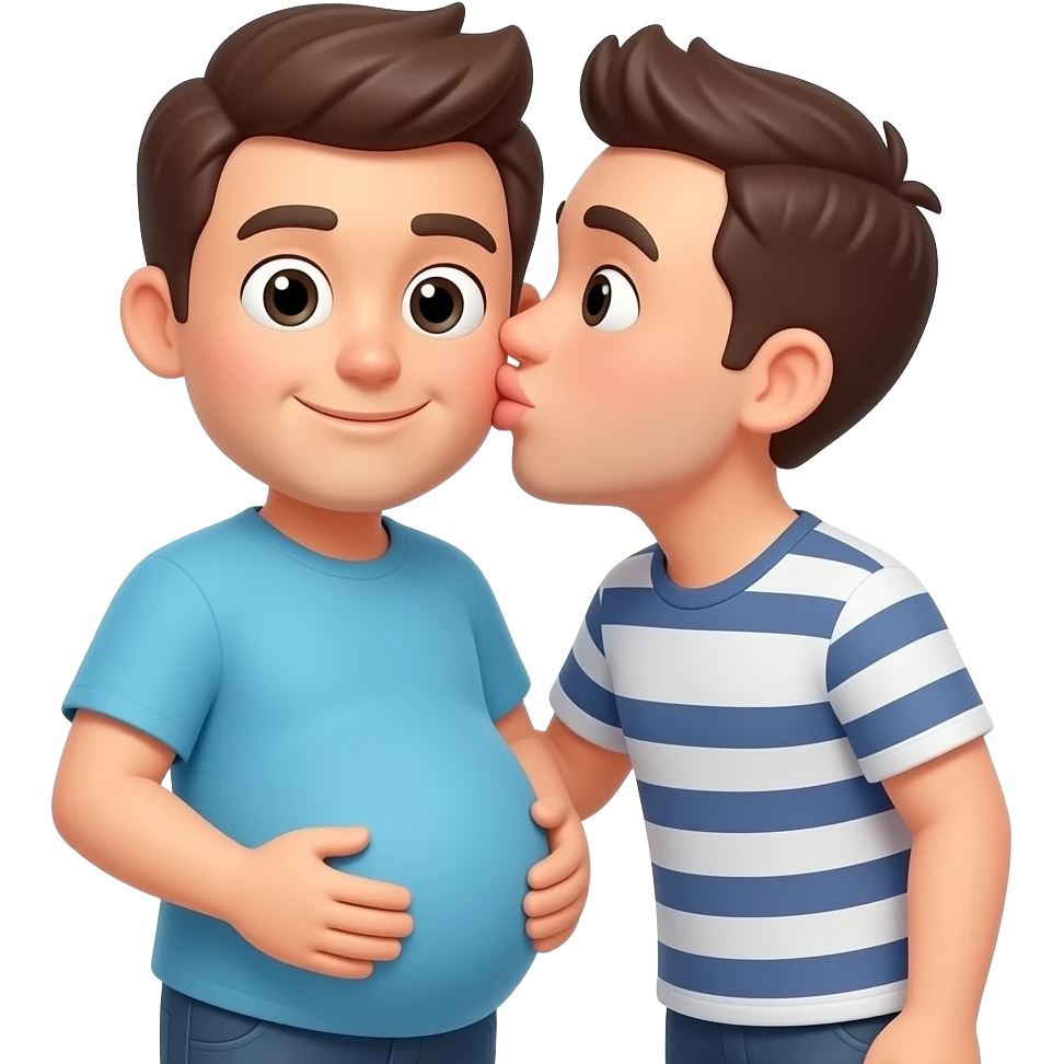 pregnant man emoji with another man standing next to him they the man is pregnent are kissing emoji