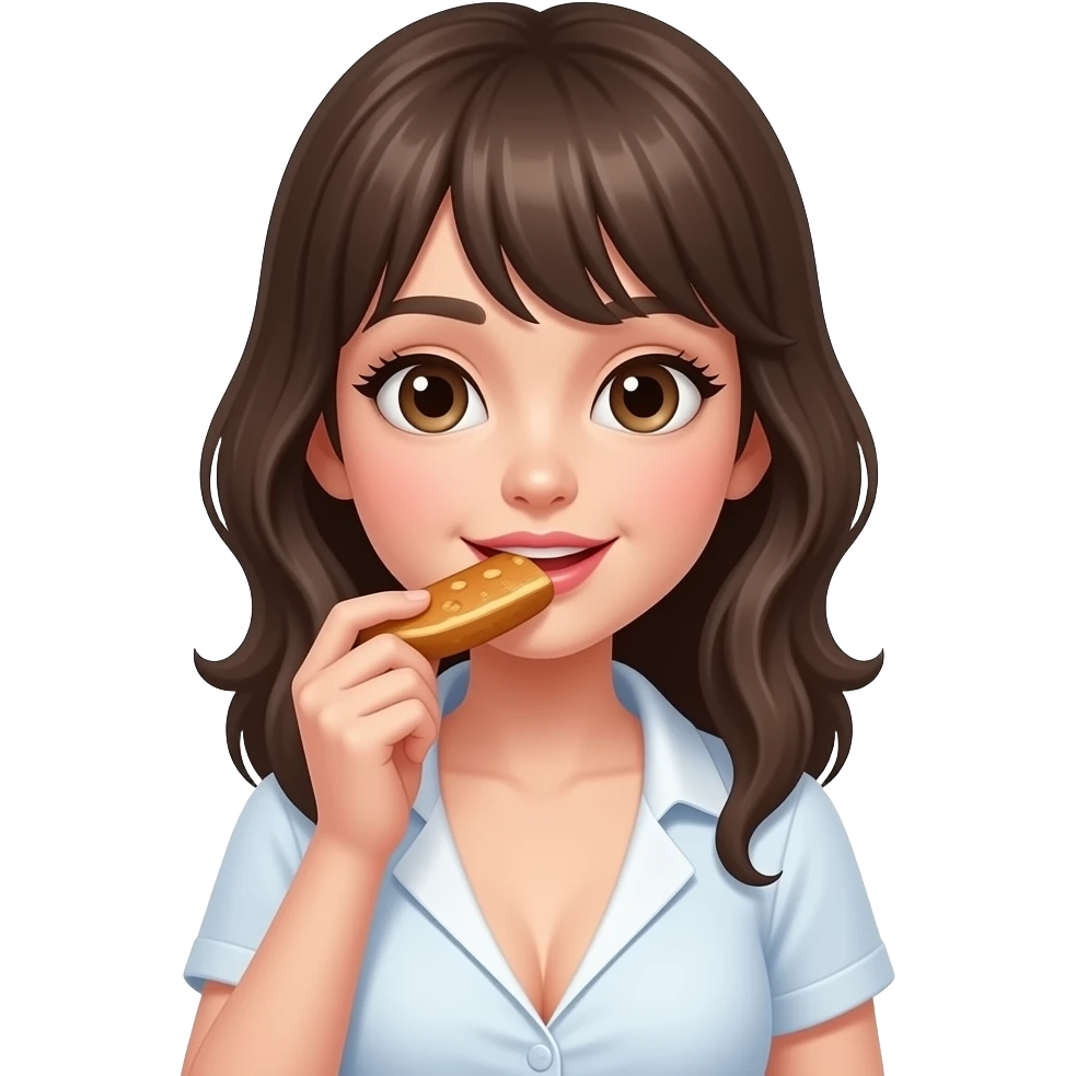 cute girl with big decolte eating emoji