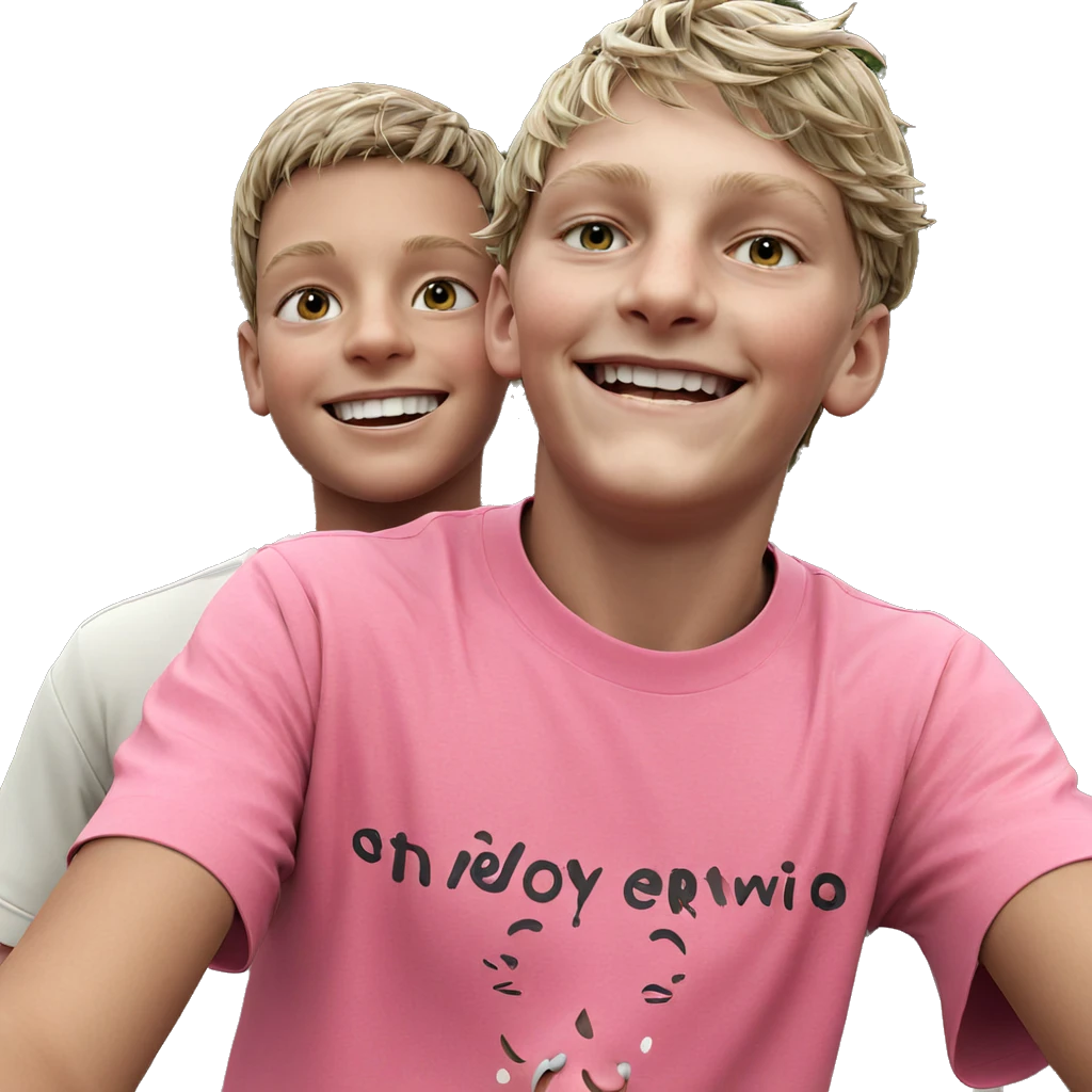 two boys smiling outdoors emoji