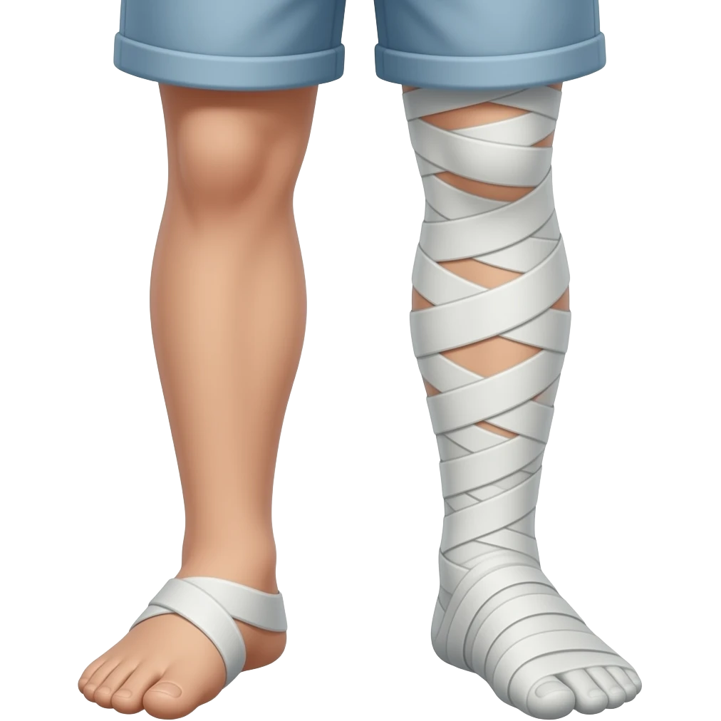 broken leg in bandage emoji
