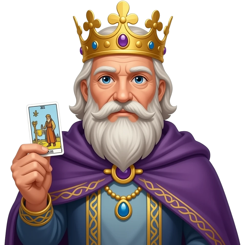 old manolian king Holding Tarot Card purple cape emoji