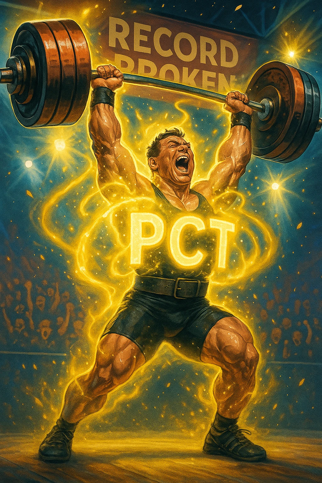 Powerlifter in gara che fa record grazie alla sua "PCT" emoji