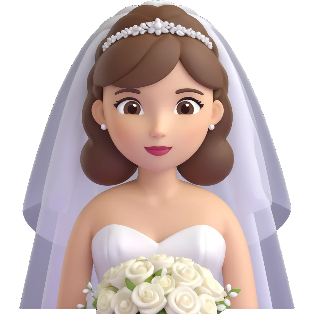 A bride with brown hair emoji