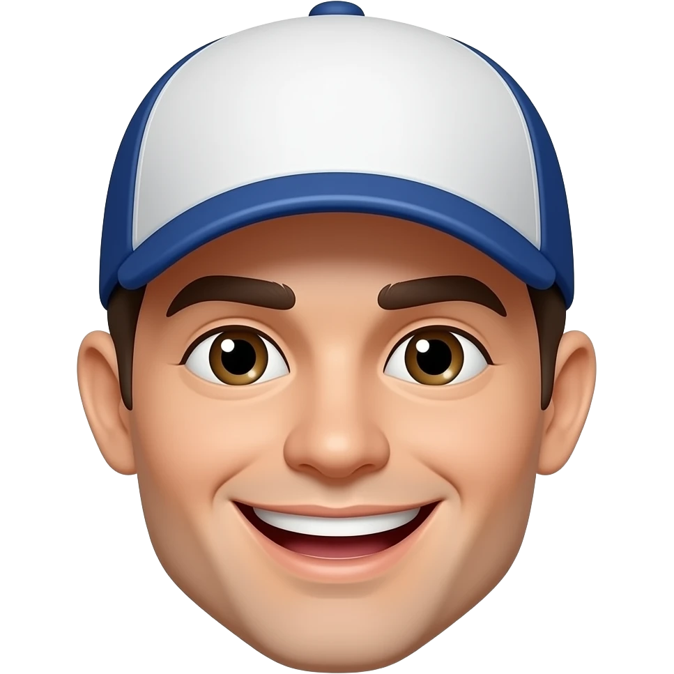 Carinha sorridente com um boné SR emoji