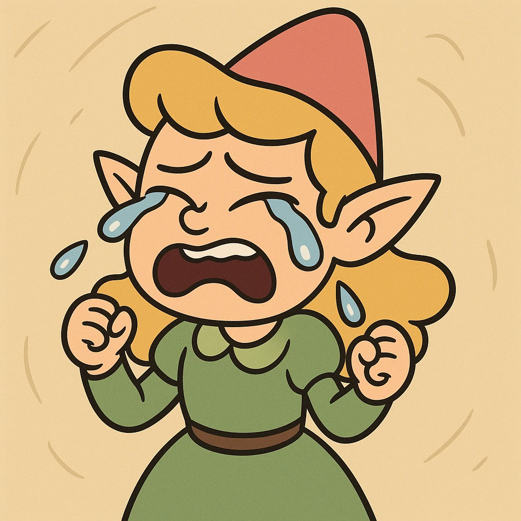 A cute fairytale character crying emoji