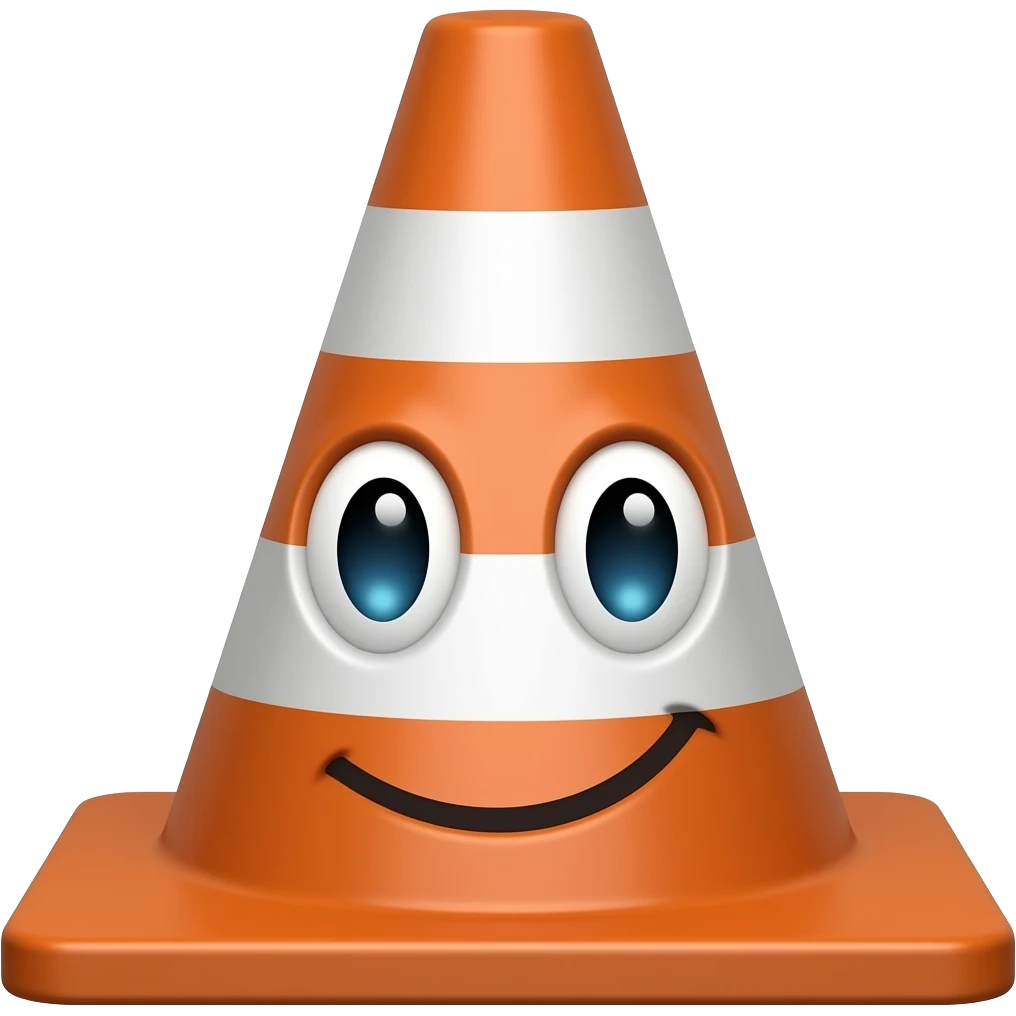 Cartoonish Traffic cone without pointing gun at camera emoji