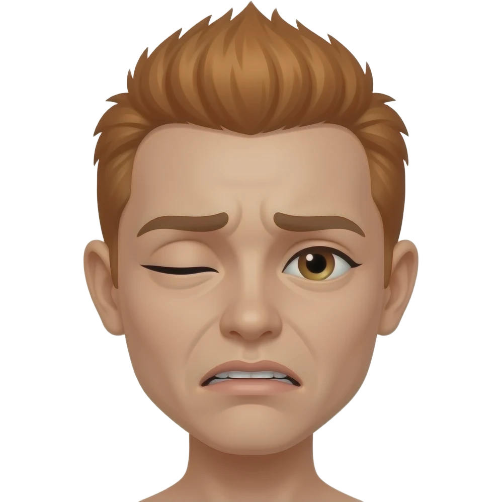 using human female tanned face add a sad mouth with no teeth. the eyes are half open with and sad look, ginder hair is mohawk design, eyebrows are pluked to fine line emoji