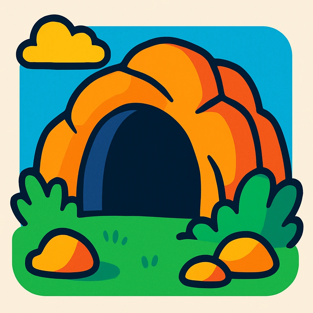 vibrant cartoon style cave emoji with vivid colors emoji