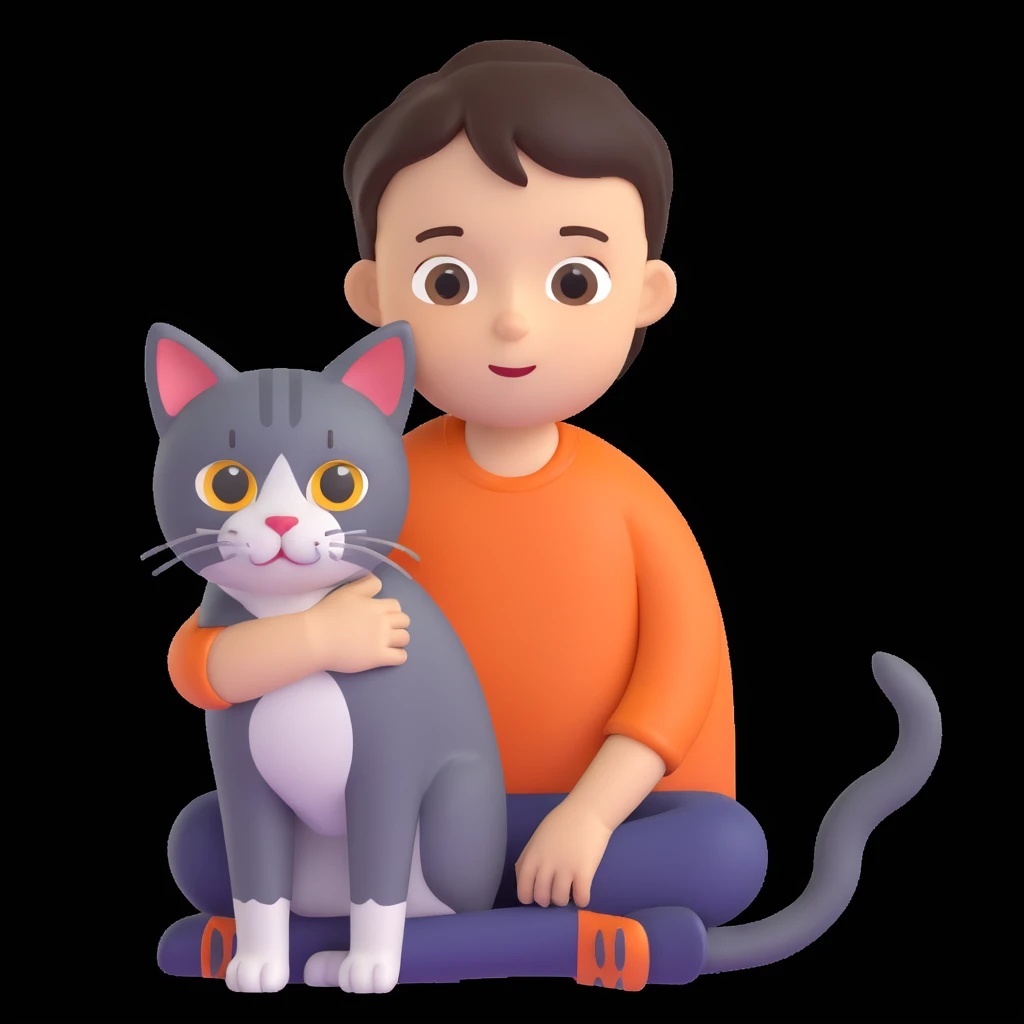 boy and cat pet emoji