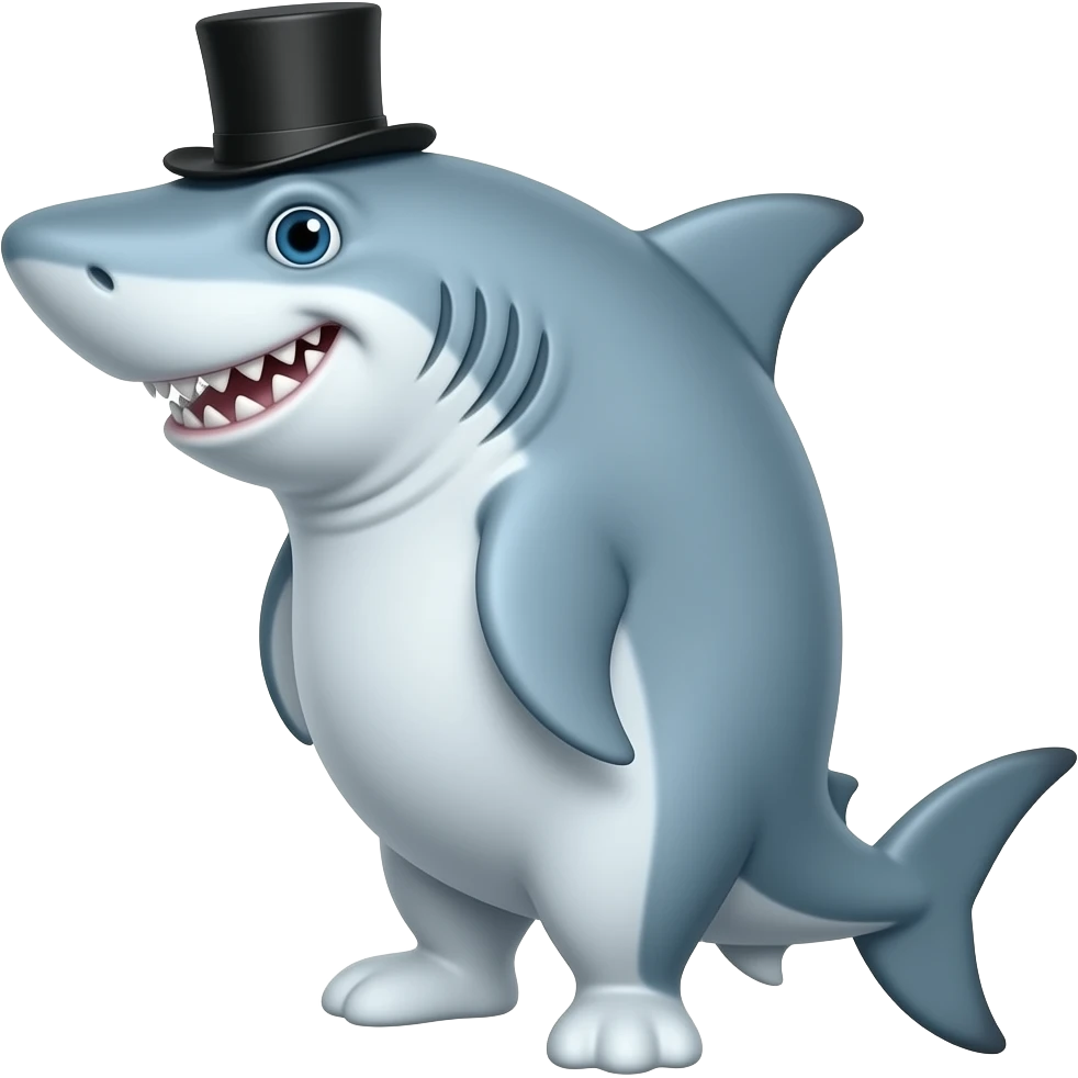 Shark with a top hat emoji
