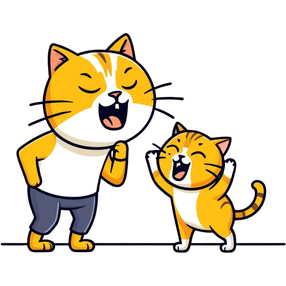 golden cat ￼ yelling at old blind man ￼ emoji