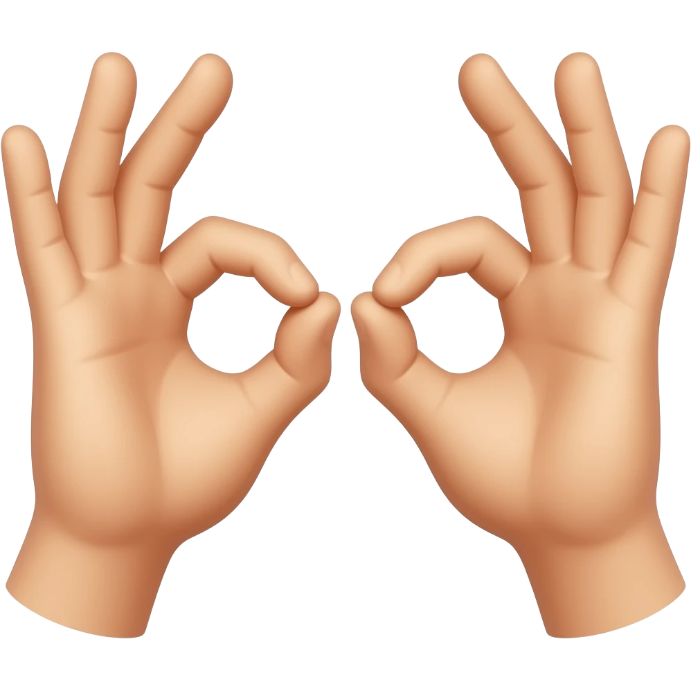 2 OK hand emoji's, one on the left, and one on the right. both tilted a little bit. and make them touch each other. emoji