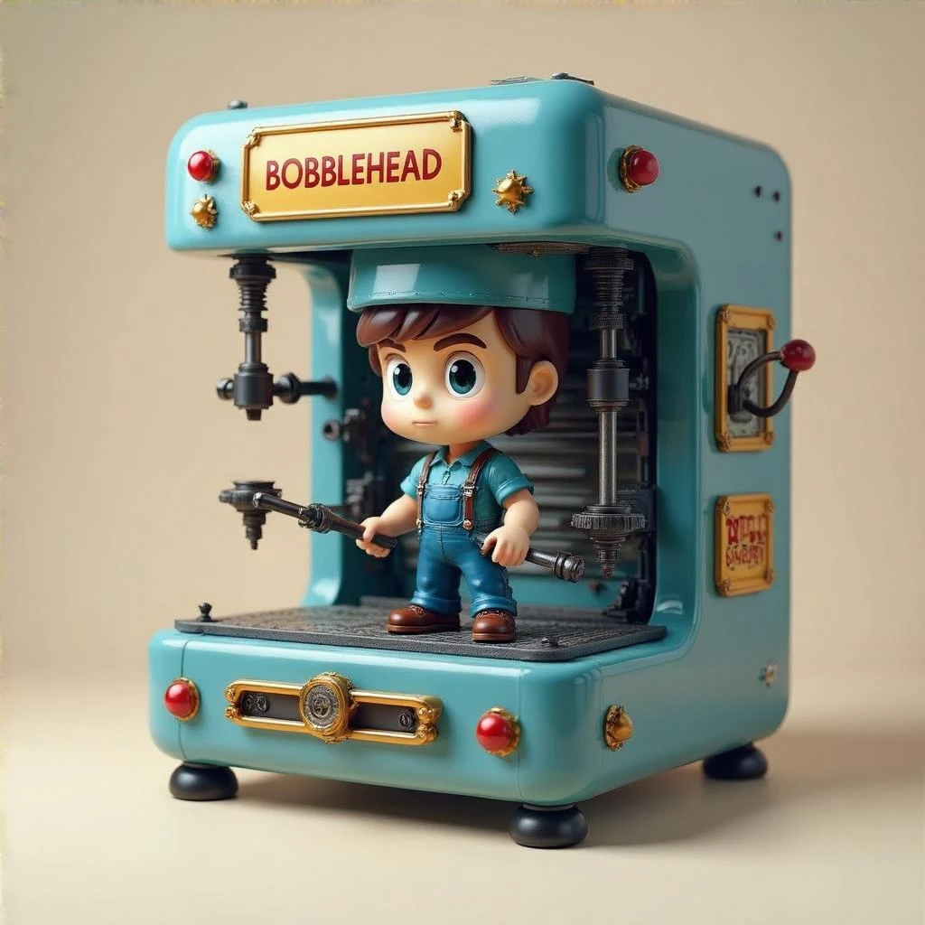 Печатный станок в стиле и с текстурами Bobblehead, прозрачный фон emoji