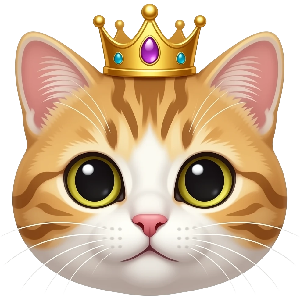chaton avec une couronne de princesse vue de face emoji