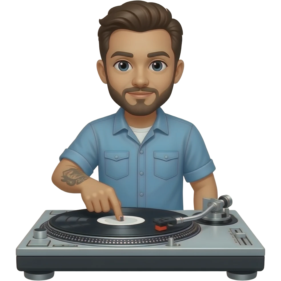 White homie mixing on turntable emoji