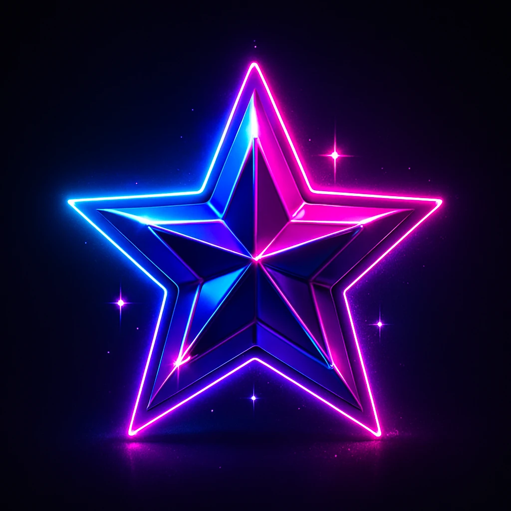 star with a neon glow, glamorous and stylish emoji