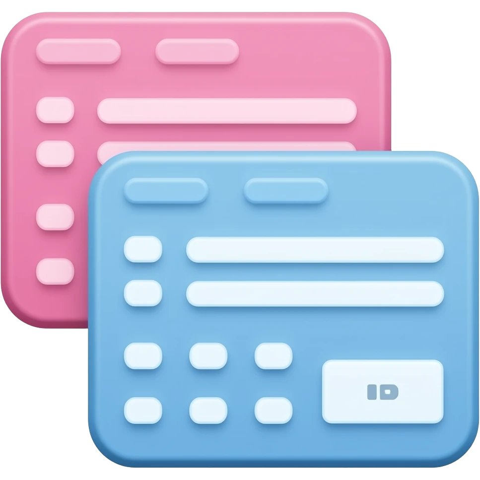 Pink and Blue color two layer UI pop ups 2D render iPhone emoji png of a detailed Computer UI pop ups emoji