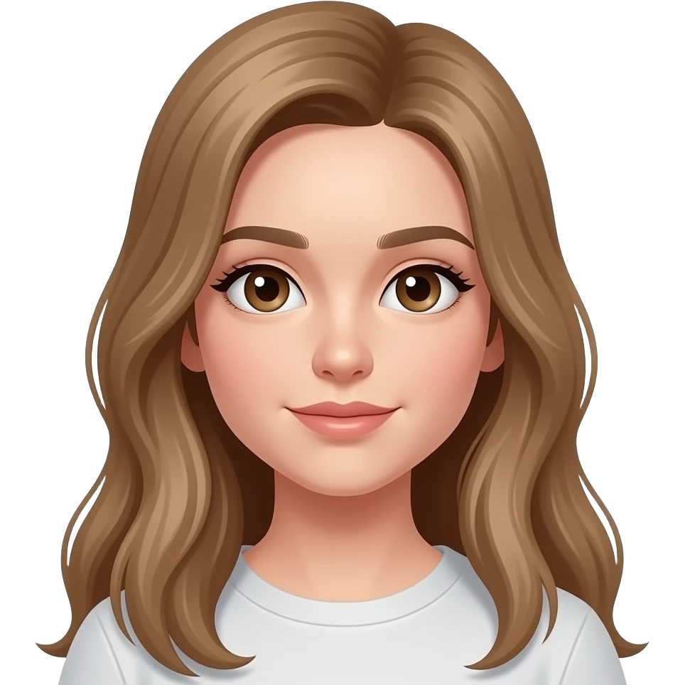 Girl with Long light brown Hair and brown eyes emoji