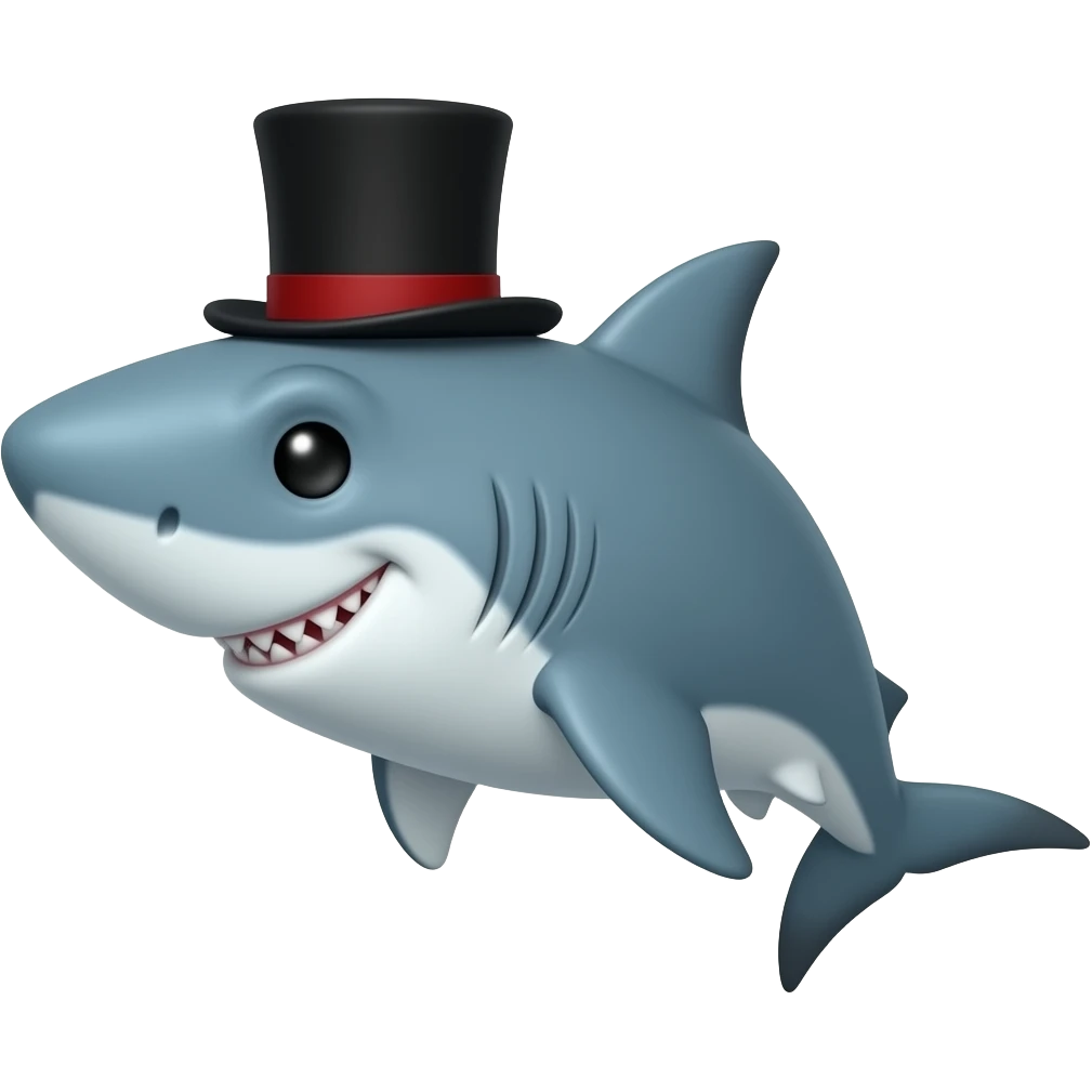 Shark with a top hat emoji
