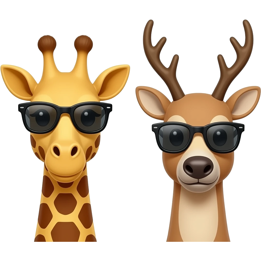 Einfacher Giraffenkopf und Elchkopf beide cool mit Sonnenbrille emoji