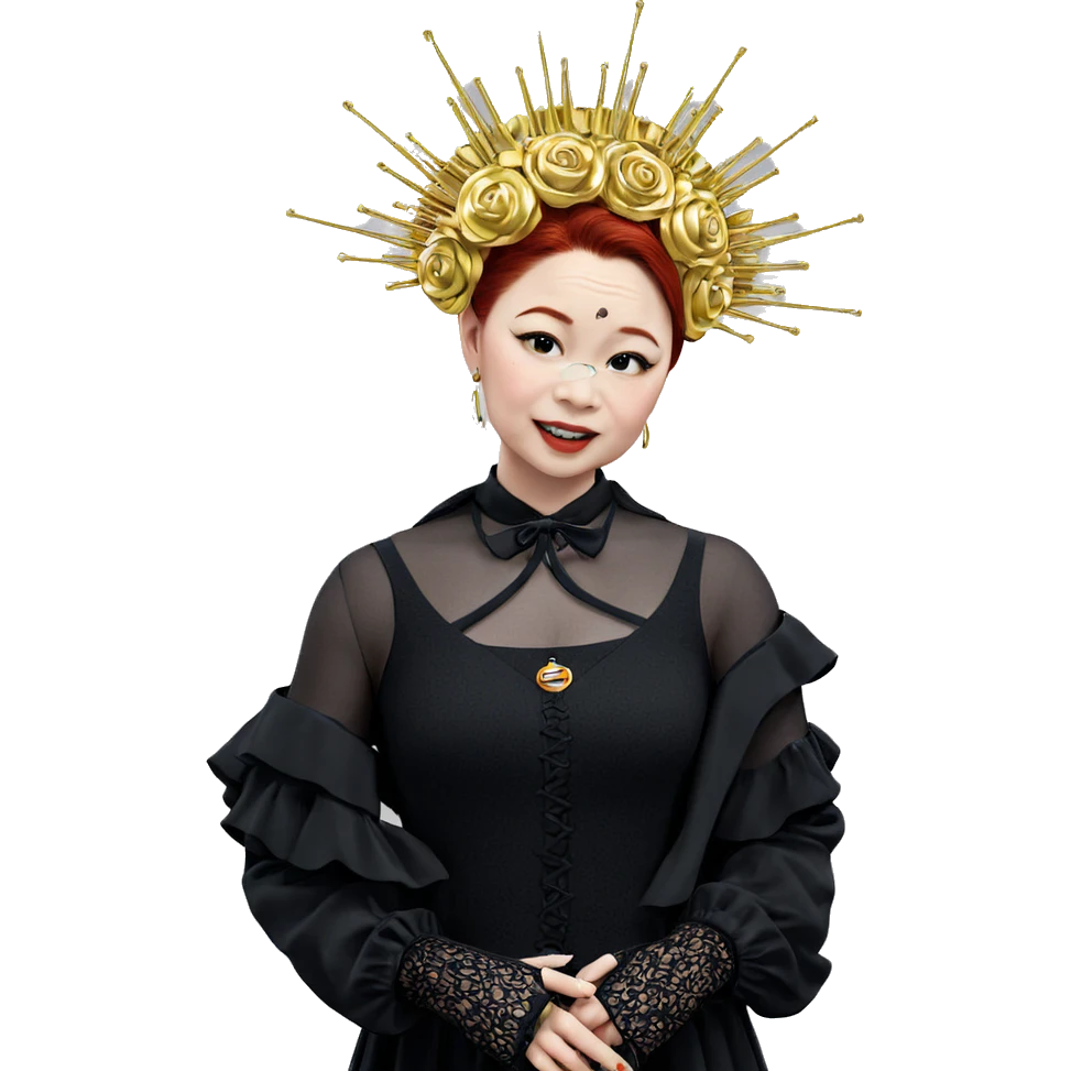 redhead in black dress emoji