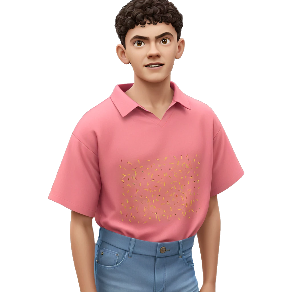 boy in pink shirt outdoors emoji