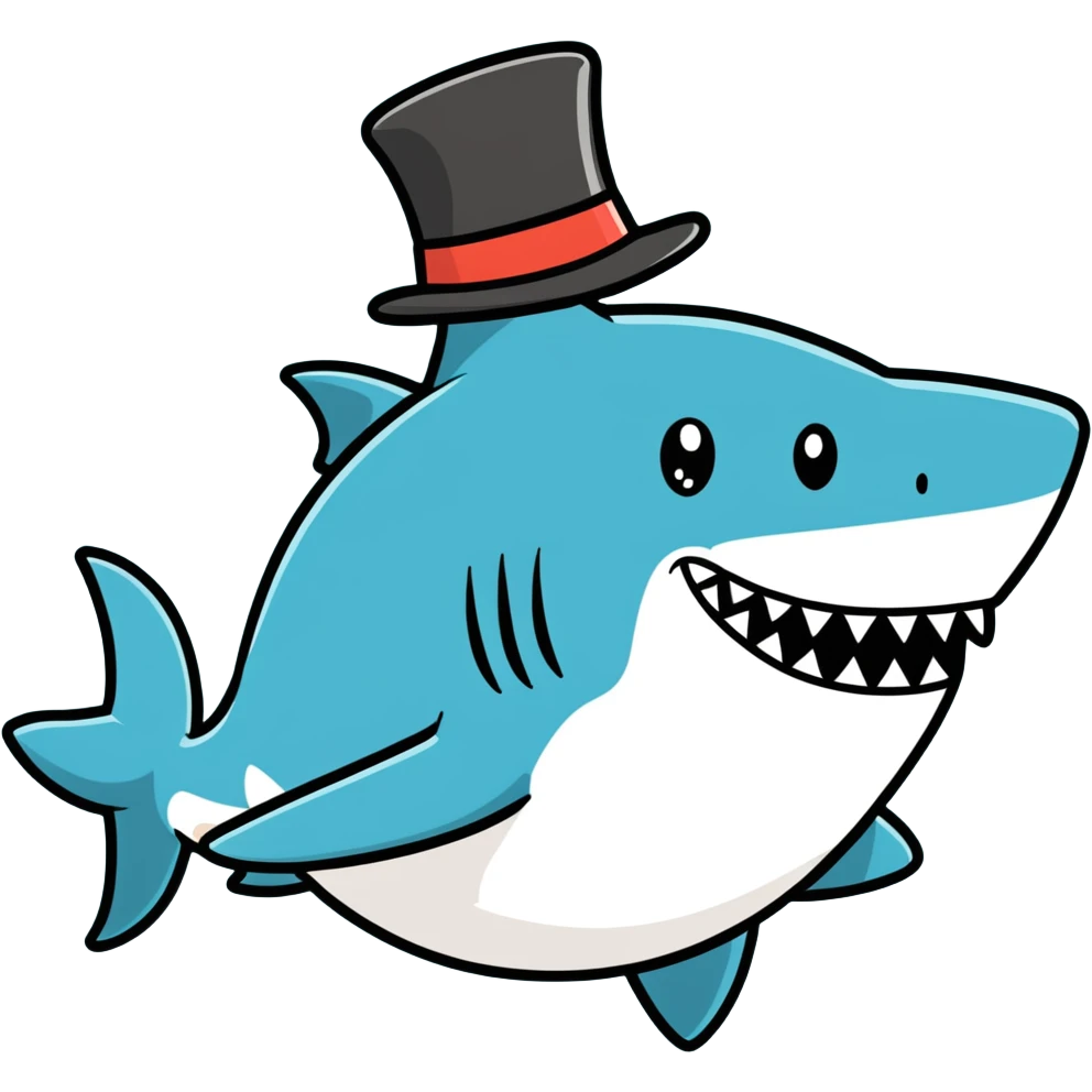 Shark with a top hat emoji