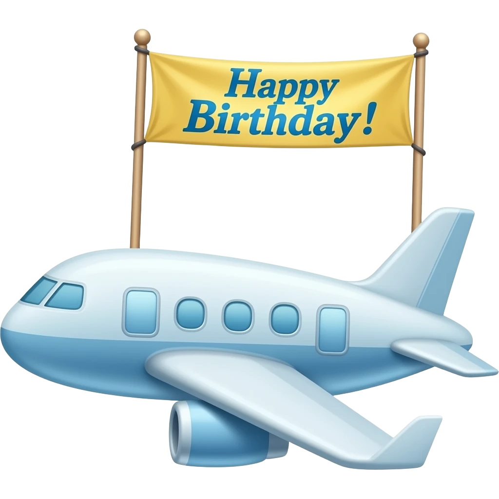 a plane carrying a banner on its tail with the words "Happy Birthday!" on it emoji
