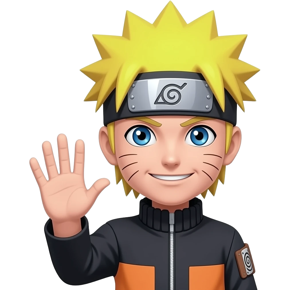 Naruto ke hand se hi krte huye uska face bhi dikhao hand se hello kro emoji