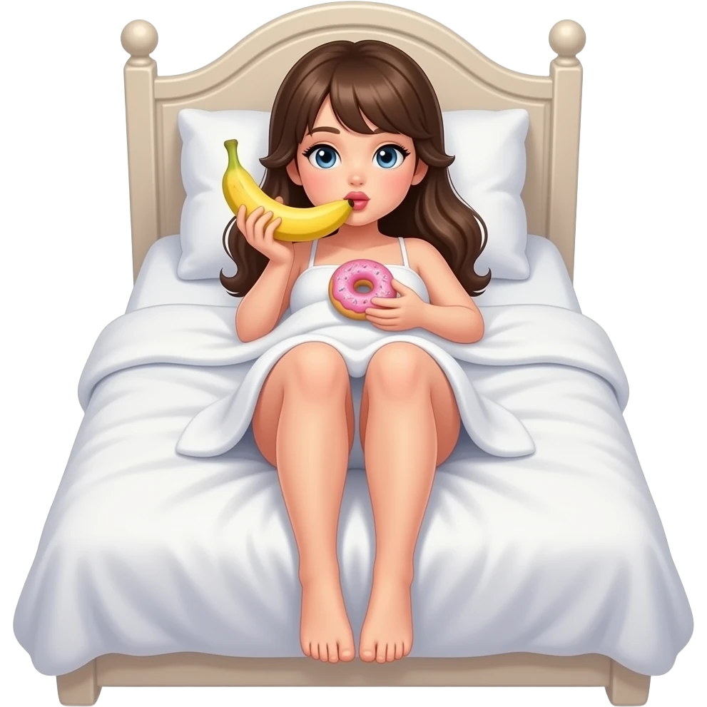 Naked Porn in bed girl kissing banana in doughnut emoji